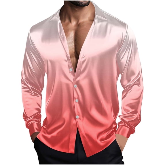 Bazeneo Mens Shirts Smart Casual Satin Formal Shirts Long Sleeve Shiny Dress Shirt Non Iron Button Down Shirt Regular Fit Luxury Tops for Men Vintage Party Disco Prom Outfits S-5XL