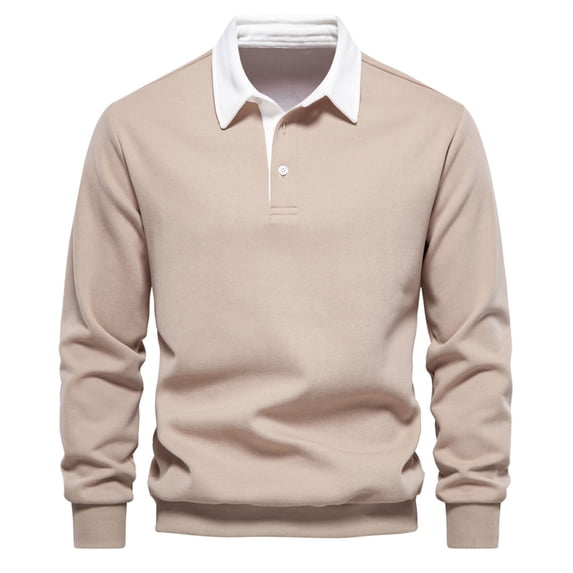 Bazeneo Mens Sweatshirts Cotton Jumpers Long Sleeve Casual Pullover Plain Button Up Golf Shirts Lapel Regular Fit Sweater Comfy Sportswear Winter Warm Jumper Top for Men