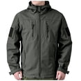 thumbnail image 1 of Bazeneo Mens Waterproof Coat Winter Fleece Lined Work Jackets Hooded Thermal Casual Jackets Long Sleeve Zip Pocket Rain Jacket Plain Softshell Windbreaker Outdoor Hiking Climbing Jacket, 1 of 4