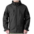 thumbnail image 1 of Bazeneo Mens Waterproof Coat Winter Fleece Lined Work Jackets Hooded Thermal Casual Jackets Long Sleeve Zip Pocket Rain Jacket Plain Softshell Windbreaker Outdoor Hiking Climbing Jacket, 1 of 4