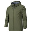 thumbnail image 1 of Bazeneo Mens Waterproof Jackets Lightweight Hooded Rain Coats for Men Long Sleeve Zipper Windbreaker with Hood Solid Colour Spring Autumn Outdoor Jacket Camping Coat Large, 1 of 7
