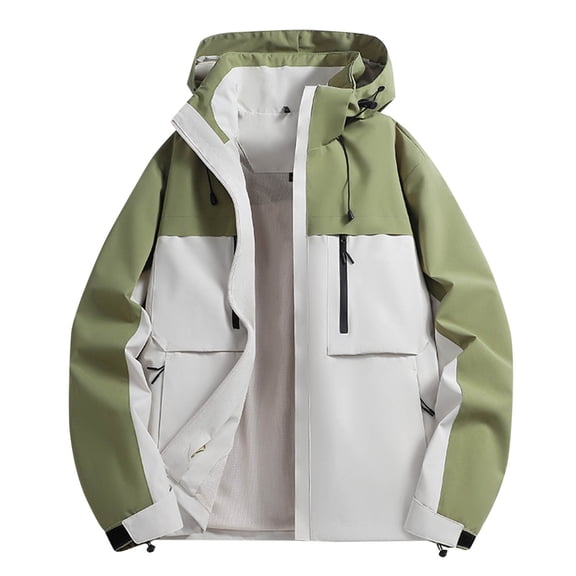 Bazeneo Mens Waterproof Jackets Lightweight Hooded Rain Jacket Color Blocking Raincoat with Hood Breathable Multi Pockets Windbreaker Outdoor Windproof Coat for Walking Hiking Tall