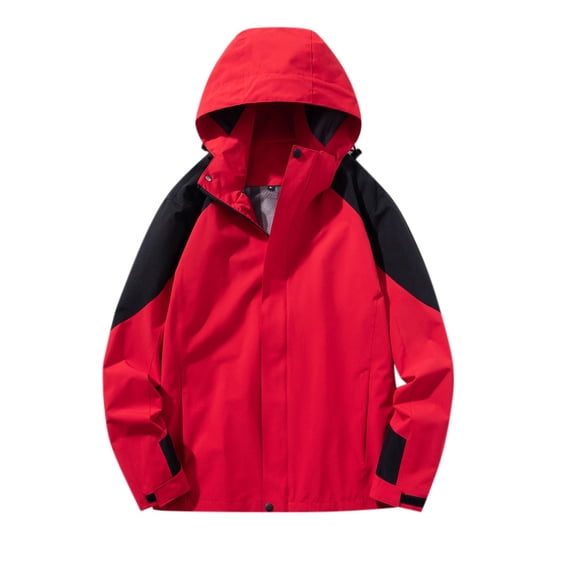 Bazeneo Mens Waterproof Jackets Lightweight Softshell Jacket with Hood Color Block Rain Jackets Hooded Windbreaker Outdoor Windproof Raincoat for Men Running Hiking Clothes Plus Size
