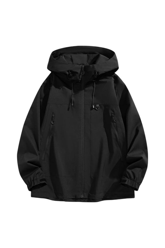 Mens Waterproof Jackets Lightweight Windbreaker Jacket with Hood Long Sleeved Casual Work Jacket Softshell Water Resistant Rain Jacket Outdoor Hiking Fishing Coats