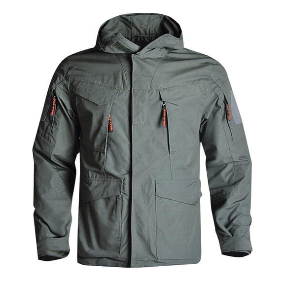 Bazeneo Mens Winter Coats Warm Waterproof Outdoor Jackets Multi Pocket Hooded Work Jacket Classic Fit Thermal Rain Jacket Windproof Long Sleeve Workwear Walking Hiking Outfits for Men