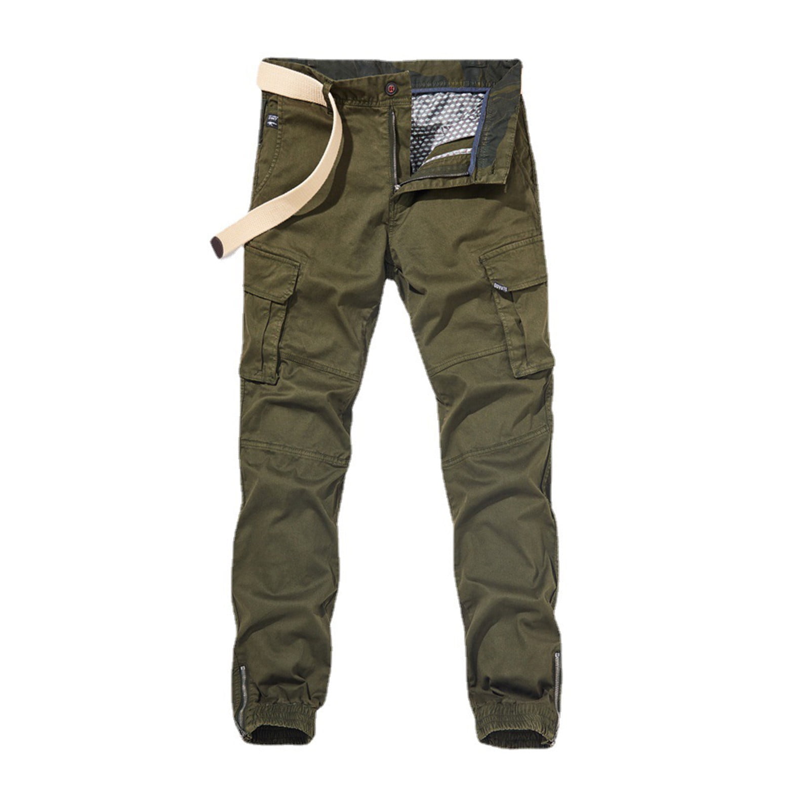 Men's Cotton Cargo Combat Pants – Side Elastic Waist, Roomy Pockets, Work & Casual Wear