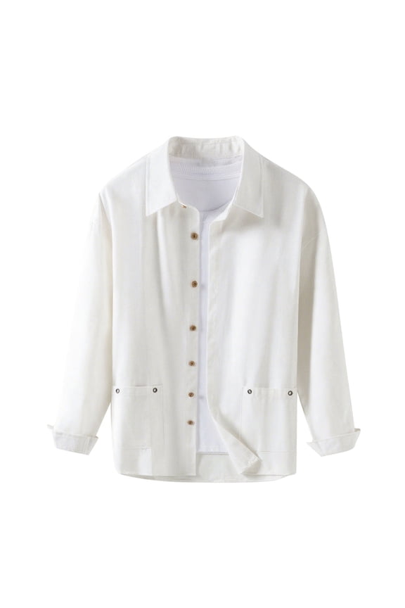 Overshirt Men Button Up Shirt Jackets Long Sleeve Regular Fit Shacket Plain Colour Designer Jacket with Pockets Smart Casual Mens Shirts Spring Summer Lounge Wear L-5XL