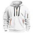 thumbnail image 1 of Bazeneo Quarter Zip Jumper Men Autumn Fleece Gym Hoodie Long Sleeve Relaxed Fit Hooded Sweatshirts Drawstring Pullover Comfy Sportswear Mens Daily Wear with Pocket, 1 of 6