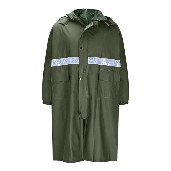 Bazeneo Rain Coats for Men Long Waterproof Jacket with Hood Light Reflective Strip Rain Jacket Relaxed Fit Anti Storm Rainwear Hooded Rainstorm Proof Outdoor Jackets Fishing Coats