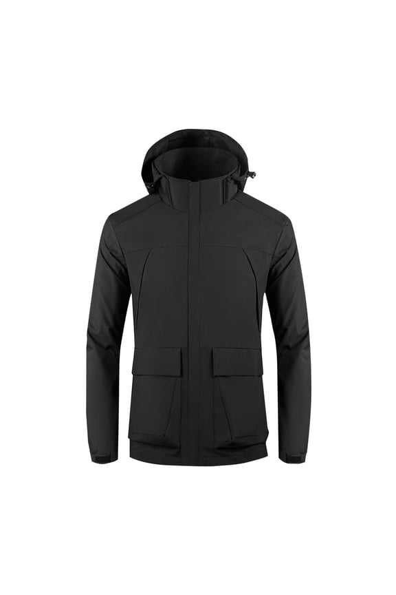 Rain Jacket Mens Lightweight Hooded Windbreaker Regular Fit Waterproof Jackets with Hood Plain Casual Outdoor Raincoat Windproof Shell Coats for Travelling Camping Large