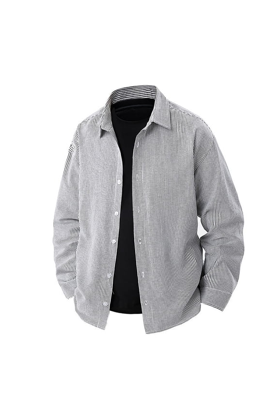 Shacket Men Button Down Shirt Jacket Long Sleeve Regular Fit Overshirt Striped Print Lightweight Casual Shirts Lapel Collar Designer Jackets Stylish Spring Menswear M-3XL