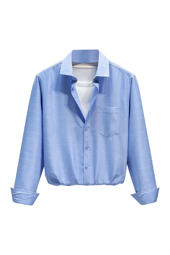 Shirts for Men Adult Elastic Waist Casual Overshirt Long Sleeve Button up Shacket Classic Fit Checked Shirts Designer Shirt Jackets with Pocket Mens Fashion Daily Wear Large