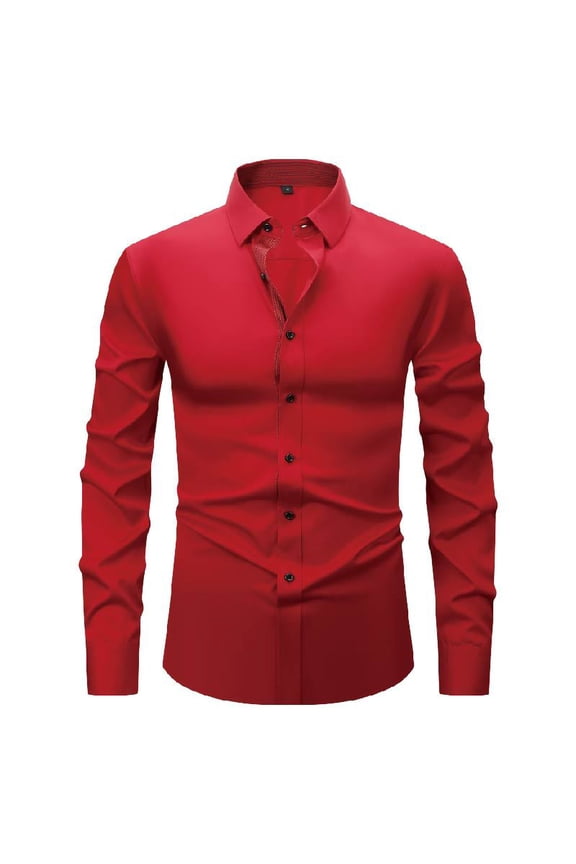 Shirts for Men Adult Long Sleeve Non Iron Formal Shirts Stretch Slim Fit Dress Shirt Contrast Colour Button Up Shirt Mens Business Casual Tops Fashion Wedding Dinner Clothes