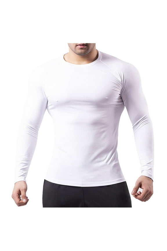 T Shirts Men Muscle Fit Sports T-Shirt Long Sleeve Lightweight Gym Tshirts Crew Neck Fitted Sportswear Solid Colour Designer Tops Workout Activewear for Training Running