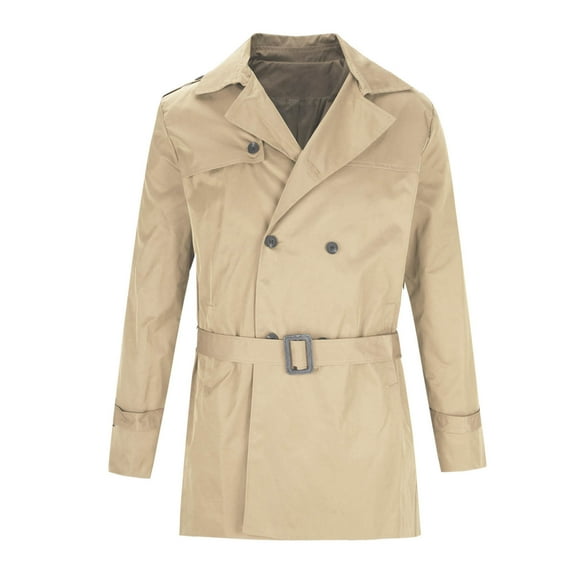 Bazeneo Trench Coat Men Lightweight Double Breasted Windbreaker Mid Length Lapel Collar Trench Coats Long Sleeve Classic Fit Overcoat Vintage Plain Colour Mens Outwear with Pockets