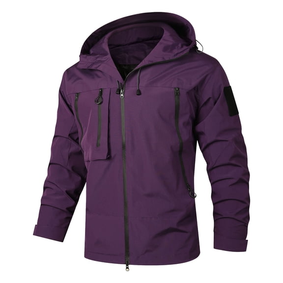 Bazeneo Waterproof Coats for Men Spring Hooded Rain Jacket Classic Fit Softshell Work Jacket Solid Colour Windproof Workwear Water Resistant Windbreaker Jackets Outdoor Cycling Clothes
