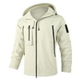 thumbnail image 1 of Bazeneo Waterproof Coats for Men Spring Hooded Rain Jacket Classic Fit Softshell Work Jacket Solid Colour Windproof Workwear Water Resistant Windbreaker Jackets Outdoor Cycling Clothes, 1 of 5