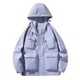 thumbnail image 1 of Bazeneo Waterproof Jacket Men and Women Warm Winter Coat with Hood Multi Pocket Thermal Work Jacket Windproof Showerproof Rain Jackets Unisex Outdoor Travel Hiking Coats, 1 of 5