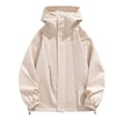 thumbnail image 1 of Bazeneo Waterproof Jacket Mens with Hood Lightweight Hooded Windbreaker Plain Colour Baggy Raincoat Smart Casual Spring Summer Coat Outdoor Jackets for Cycling Camping Large, 1 of 5