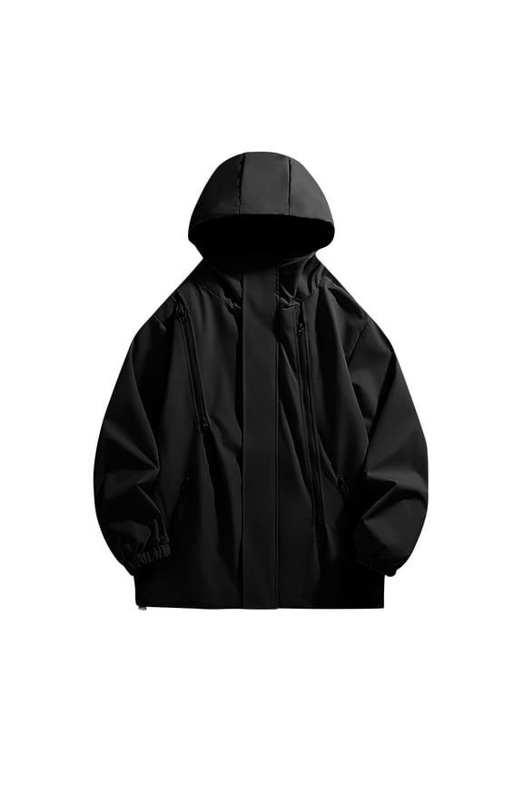 Waterproof Jacket Mens with Hood Lightweight Hooded Windbreaker Plain Colour Baggy Raincoat Smart Casual Spring Summer Coat Outdoor Jackets for Cycling Camping Large