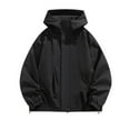 thumbnail image 1 of Bazeneo Waterproof Jacket Mens with Hood Lightweight Hooded Windbreaker Plain Colour Baggy Raincoat Smart Casual Spring Summer Coat Outdoor Jackets for Cycling Camping Large, 1 of 6