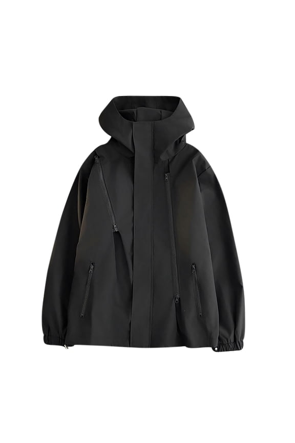 Waterproof Jacket Mens with Hood Lightweight Hooded Windbreaker Plain Colour Baggy Raincoat Smart Casual Spring Summer Coat Outdoor Jackets for Cycling Camping Large
