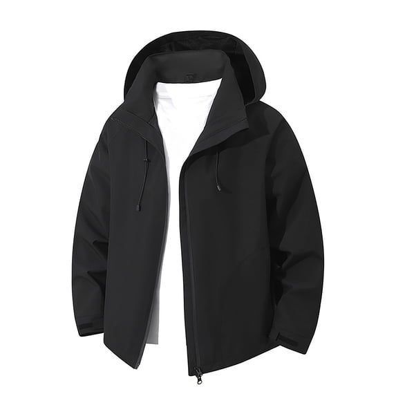 Bazeneo Waterproof Jacket Mens Relaxed Fit Hooded Rain Coat Lightweight Windbreaker with Hood Solid Full Zip Sports Jackets Water Resistant Spring Autumn Camping Cycling Active Wear