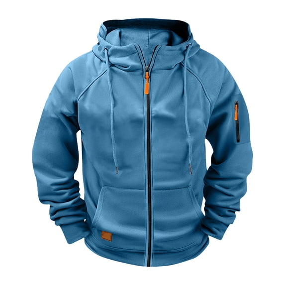 Bazeneo Work Hoodies for Men Full Zip Fleece Jacket Long Sleeve Zipped Hoodie with Pocket Regular Fit Workwear Drop Shoulder Cardigans Spring Causal Tactical Hoodies