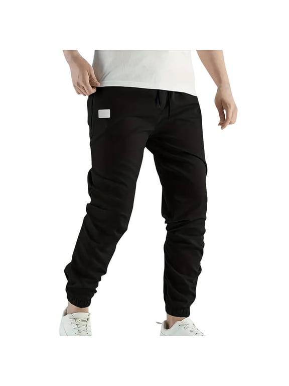 Work Trousers Men Elastic Waist Casual Combat Pants Solid Color Cargo Trouser with Pockets Slim Fit Joggers Bottoms Stretchy Mens Workwear Outdoor Walking Hiking Outfits S-3XL
