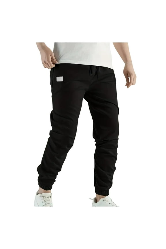 Work Trousers Men Elastic Waist Casual Combat Pants Solid Color Cargo Trouser with Pockets Slim Fit Joggers Bottoms Stretchy Mens Workwear Outdoor Walking Hiking Outfits S-3XL