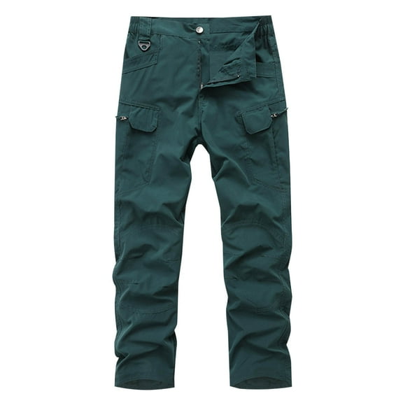 Bazeneo Work Trousers Men with Zip Pockets Relaxed Fit Cargo Trouser Plain Durable Combat Pants Stretchy Tactical Bottoms Casual Comfy Utility Pant Hiking Walking Outfits M-3XL