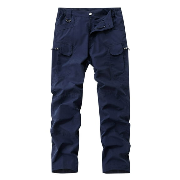 Bazeneo Work Trousers Men with Zip Pockets Relaxed Fit Cargo Trouser Plain Durable Combat Pants Stretchy Tactical Bottoms Casual Comfy Utility Pant Hiking Walking Outfits M-3XL