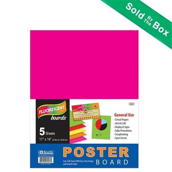 Bazic  11 x 14 in. Multi Color Fluorescent Poster Board  (5/PACK)   Case of 48