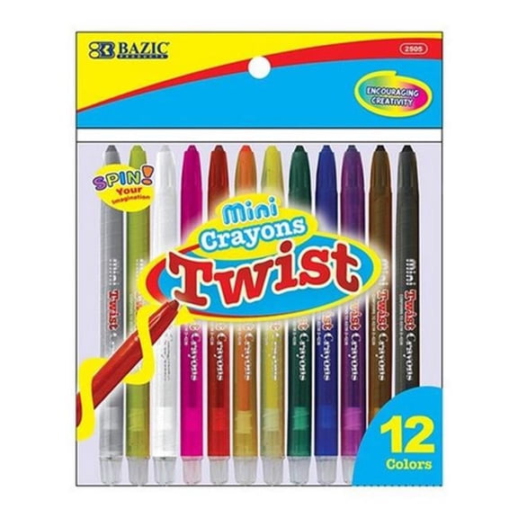 Bazic 12 Color Mini Propelling Crayons Box of 24