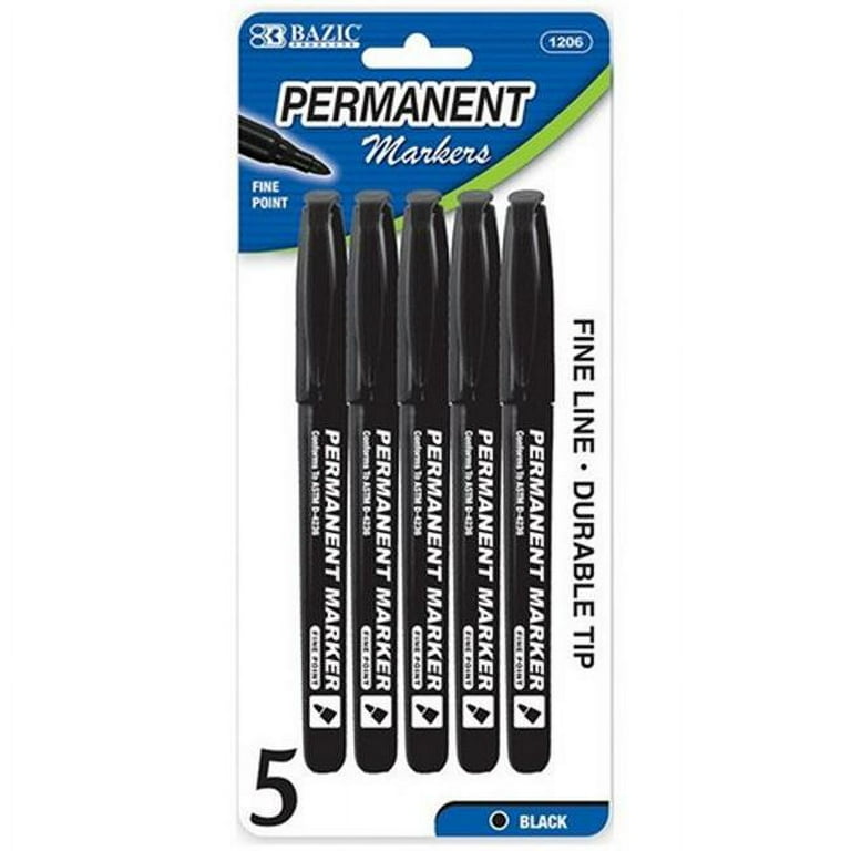 Black Fine Tip Permanent Markers w/ Pocket Clip (5/Pack) 24 Pack