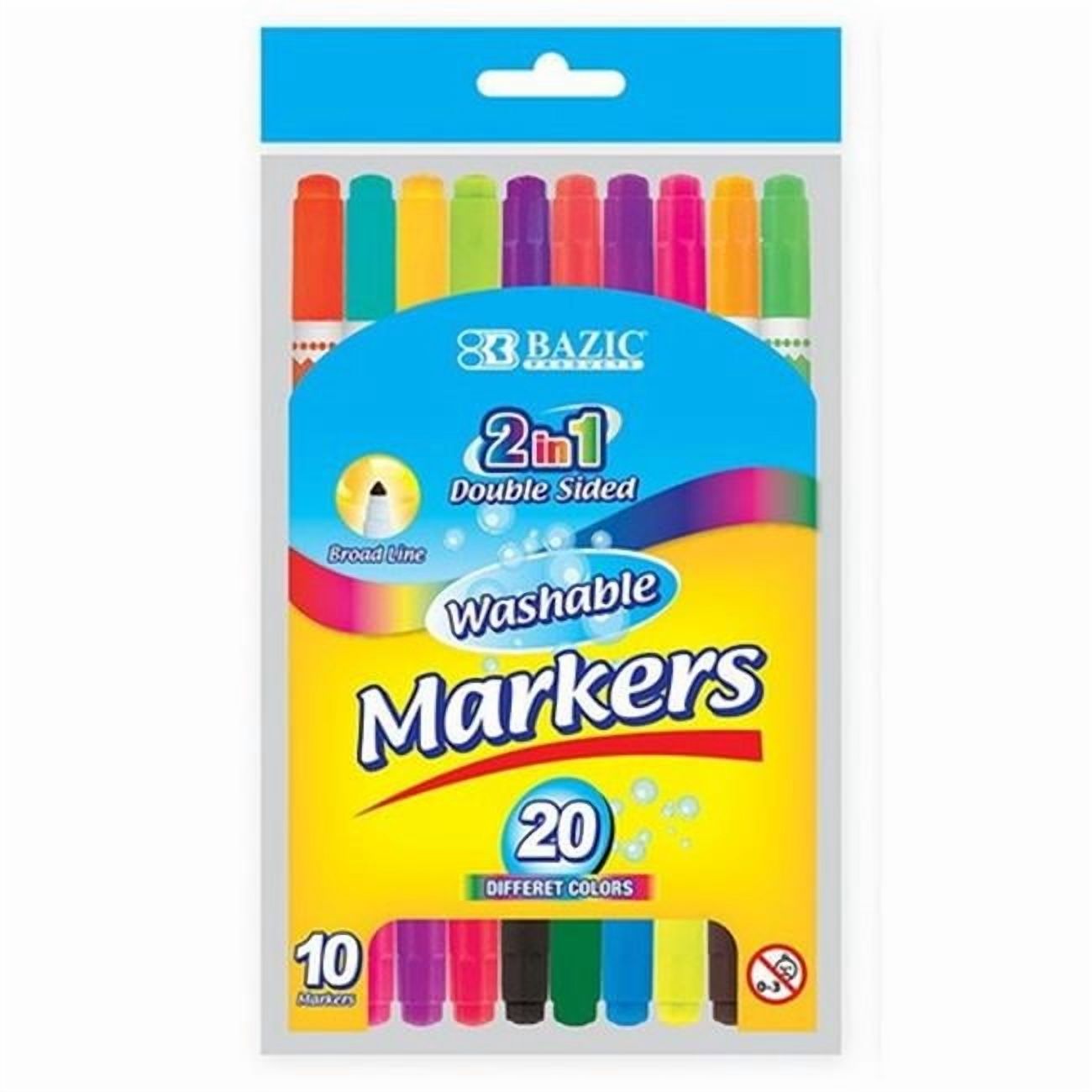 Bazic 1234  10 Double-Tip Washable Markers   Case of 24