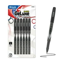 BAZIC GeLuxe Gel Ink Roller Pen, Black Color, 1.0 mm Medium Point (6/Pack), 1-Pack