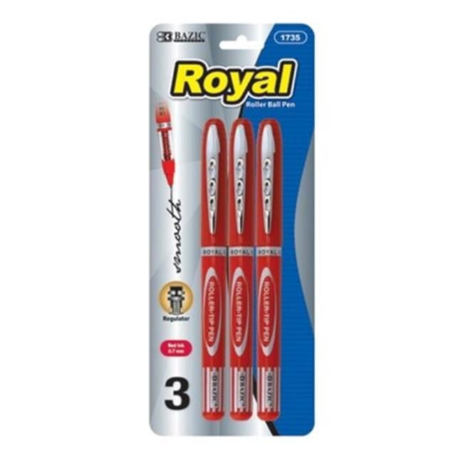 Bazic 1721 Royal Assorted Color Rollerball Pen (3/Pack) Case of 24