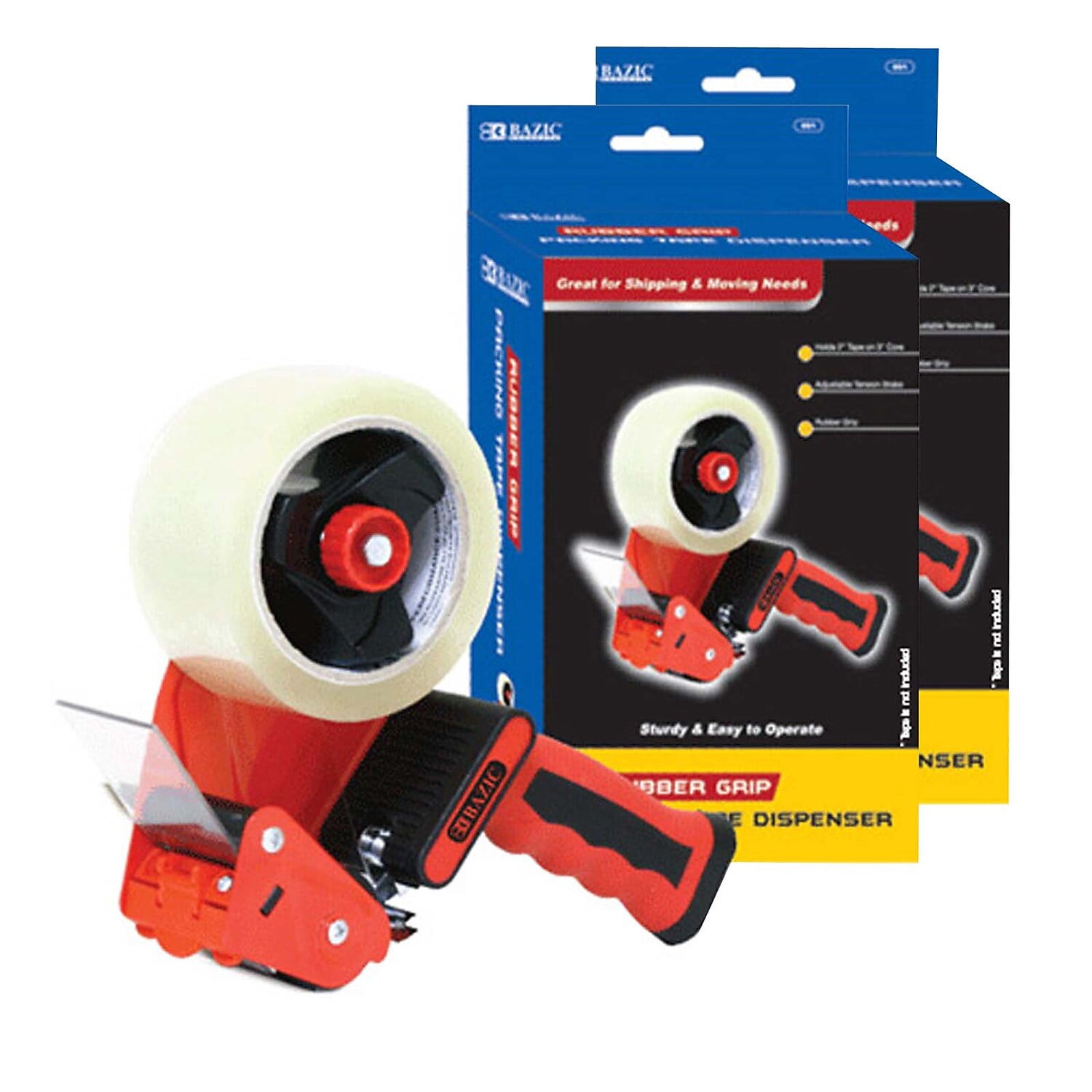 Bazic 2" Handheld Packing Tape Dispenser Red 2/Bundle (BAZ991-2)