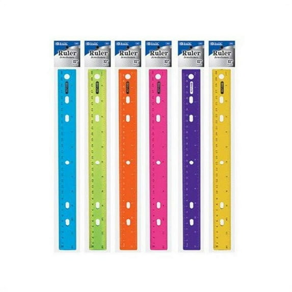 Bazic 322 12'' (30cm) Jeweltones Color Ruler Pack of 24
