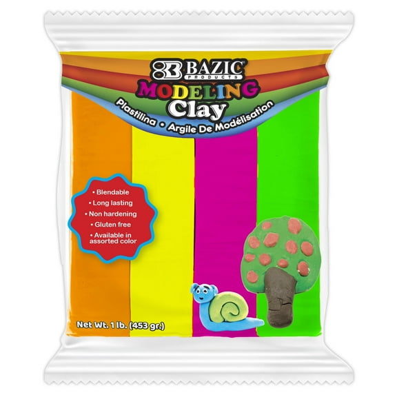 Bazic 3321 1 lbs 4 Modeling Clay Sticks, Fluorescent Color