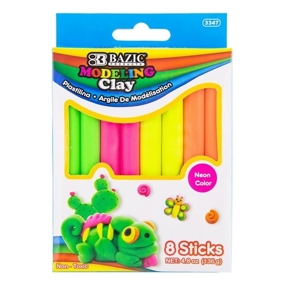 Bazic 3347 4.8 oz 4 Fluorescent Color Modeling Clay Sticks