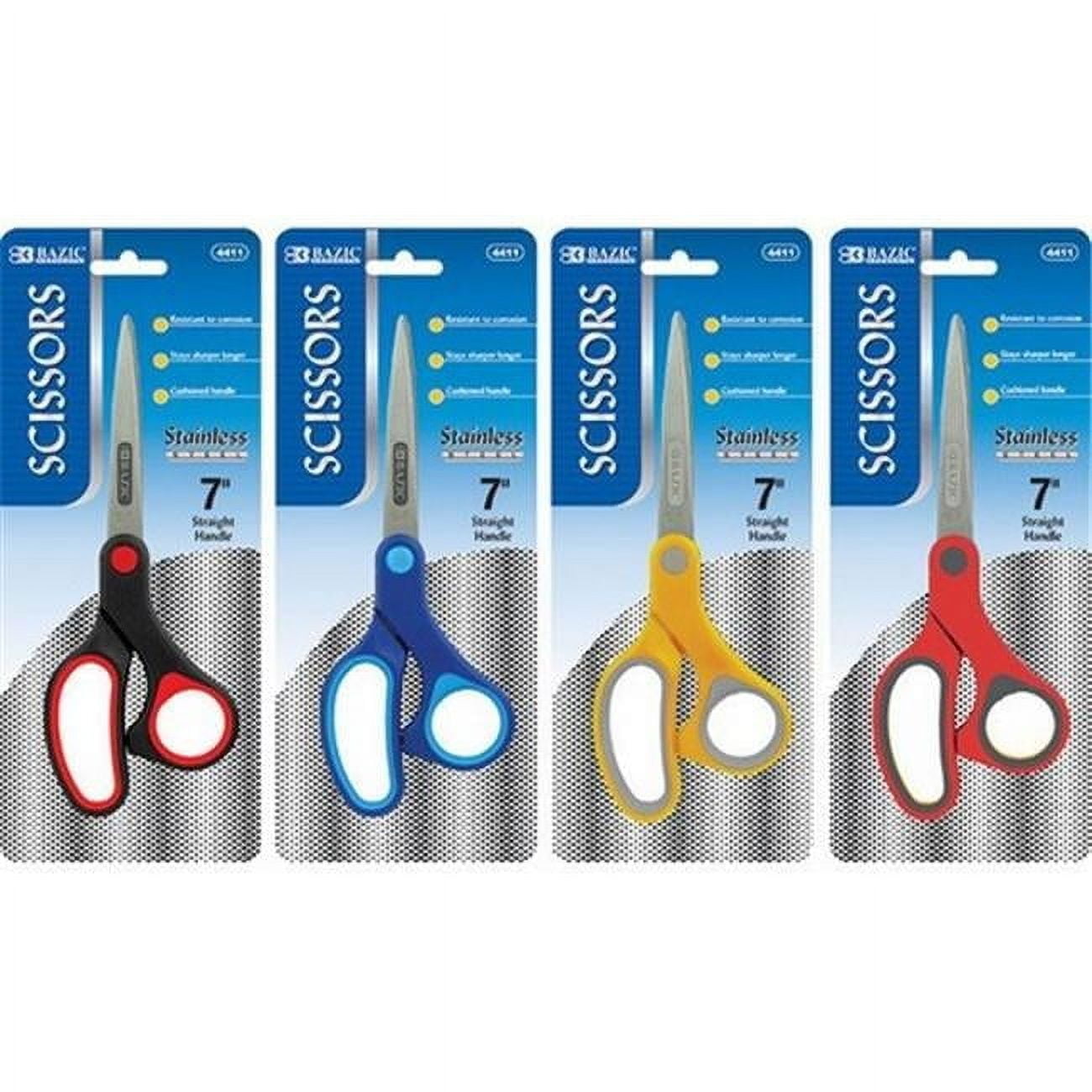 Bazic 4411 7'' Soft Grip Stainless Steel Scissor Pack of 24