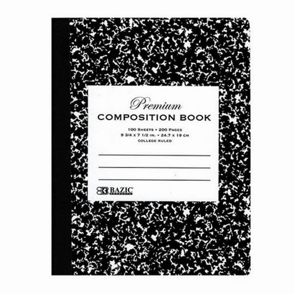 Bazic 5091 C/R 100 Ct. Premium Black Marble Composition Book Case of 48