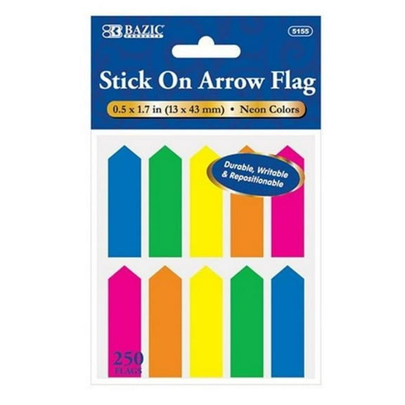 Bazic 5155 25 Ct. 0.5'' X 1.7'' Neon Color Arrow Flags (10/Pack) Case of 24