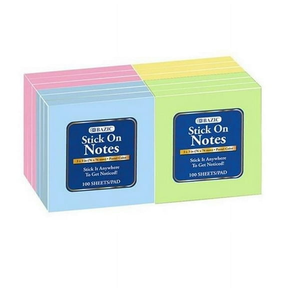 Bazic 5161 100 Ct. 3'' X 3'' Stick On Note (12/Shrink) Case of 12