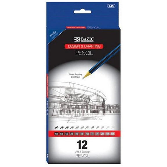 Bazic 745 Design & Drafting Pencil Set (12 Assortment) Pack of 24