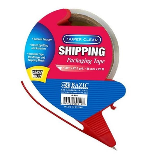 Bazic 914    1.88'' x 27.3 Yards Super Clear Heavy Duty Packing Tape with Dispenser Case OF 36