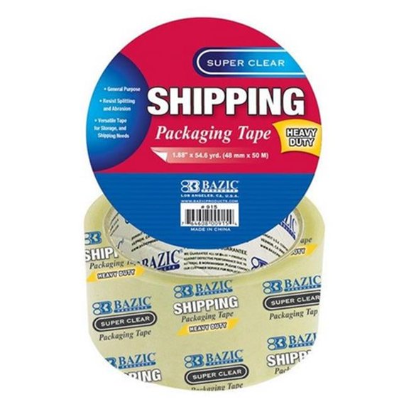 Bazic 915 1.88'' x 54.6 Yards Super Clear Heavy Duty Packing Tape Case OF 36