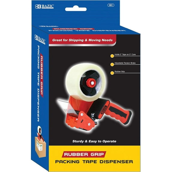 Bazic 991 Rubber Grip Premium Comfort Packing Tape Dispenser Pack of 12